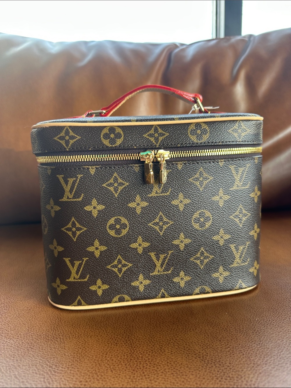 Louis Vuitton Monogram Toiletry Case with Red Handle